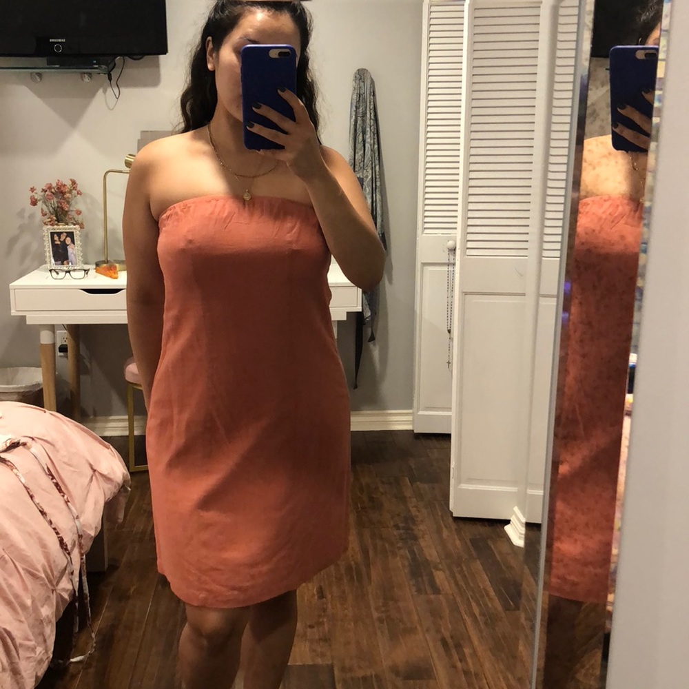 Salmon Strapless Dress
